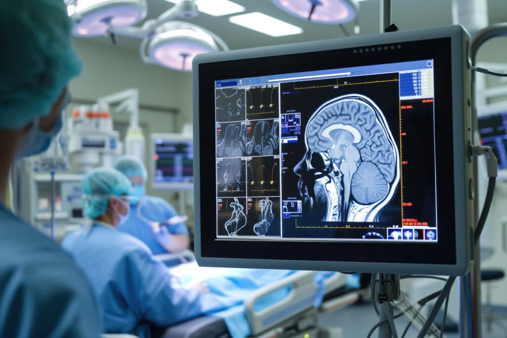 A doctor looking at a brain scan in El Paso.